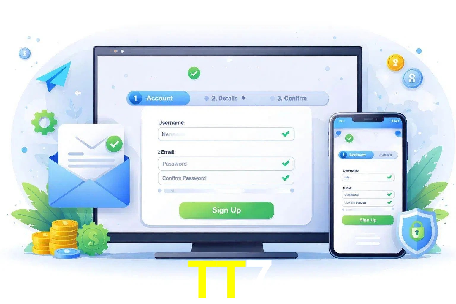Registro de nuevo usuario y configuración de cuenta TT7